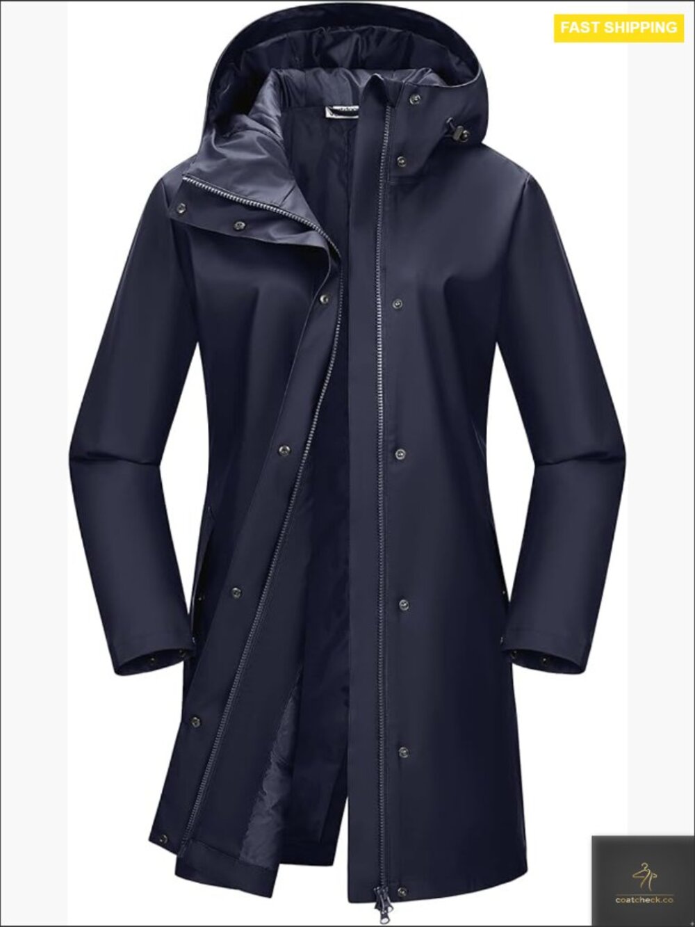 Waterproof Long Rain Jacket Lightweight Trench Coat Pu Windbreaker Hooded